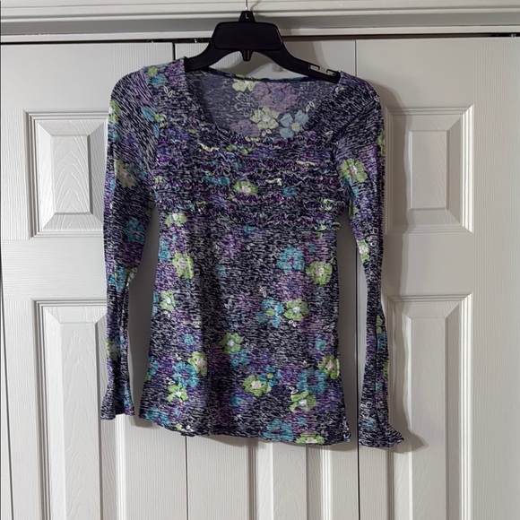 Justice Purple and Blue Fitted Long Sleeve Blouse - Picture 1 of 5